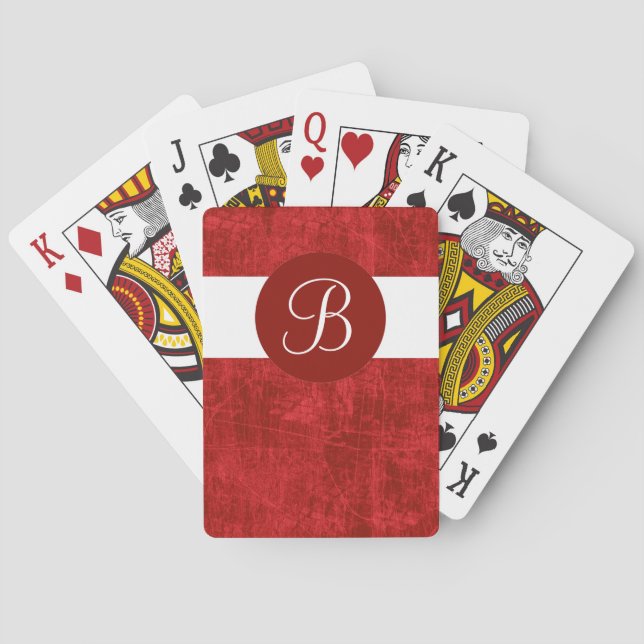 Red grunge anpassningsbar monogram för spelkort (Baksidan)