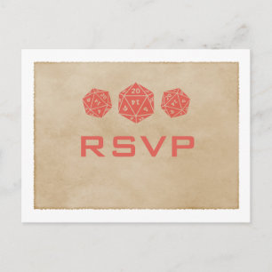 Red Grunge D20 Dice Gamer OSA Postcard Inbjudan Vykort