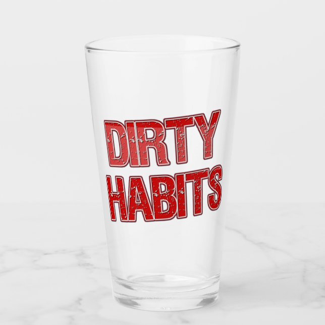 Red Grunge Dirty Habits Beer Glass Glaskopp (Framsida)