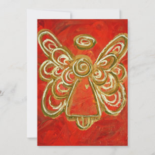 Red Guardian Angel Art Anpassningsbar Inbjudan ell