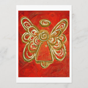 Red Guardian Angel Art Anpassningsbar Inbjudan ell