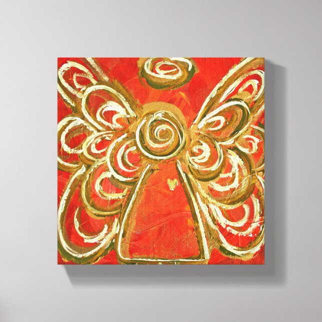 Red Guardian Angel Art Wrapped Canvas Painting (Framsida)