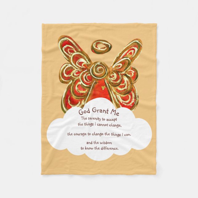 Red Guardian Angel Serenity Prayer Blanket Fleecefilt (Framsidan)