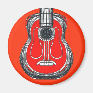 Red Guitar Monster Ansikte Magnet