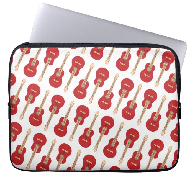 Red Guitar Pattern Laptop Fodral (Framsidan)