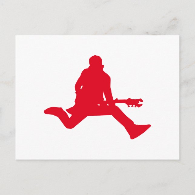 Red Guitar Player Silhouette Vykort (Framsida)