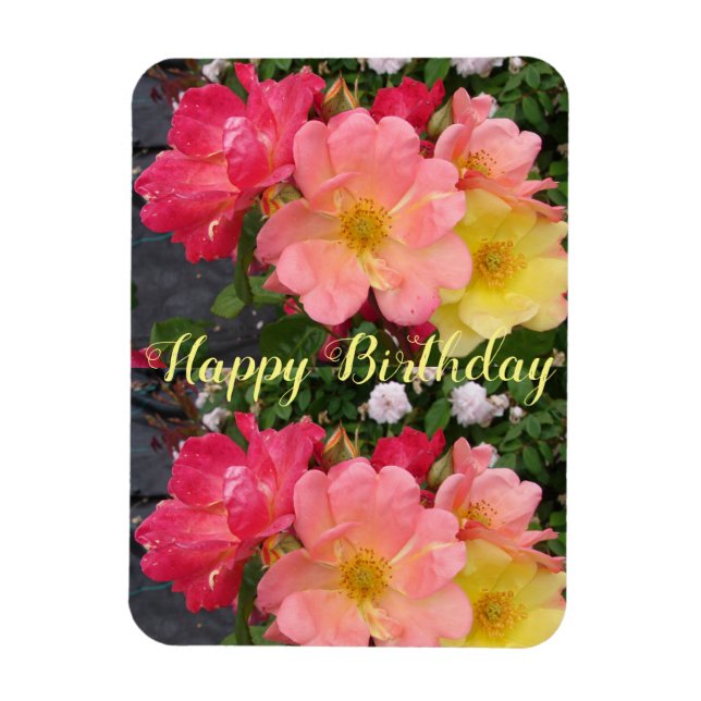 Red Gul ros Flower Blommigt Birthday Ro Magnet (Vertikal)