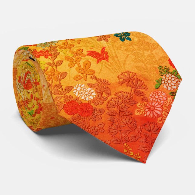 RED GULA BLOMMOR,LÖV ANTIQUE JAPANESE BLOMMIGT SLIPS (Rullad)
