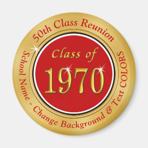 Red, Guld, 1970 Reunion, 55th Class Reunion Gifts Magnet