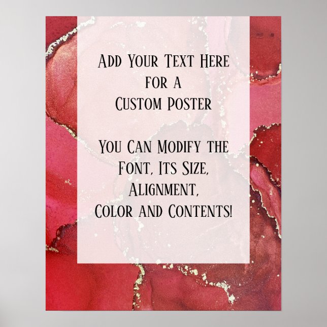 Red & Guld Abstrakt Alcohol Bläck Fluid Art DIY Poster (Framsidan)