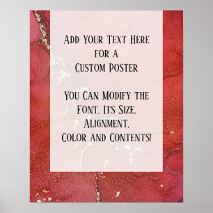 Red & Guld Abstrakt Alcohol Bläck Fluid Art DIY Poster