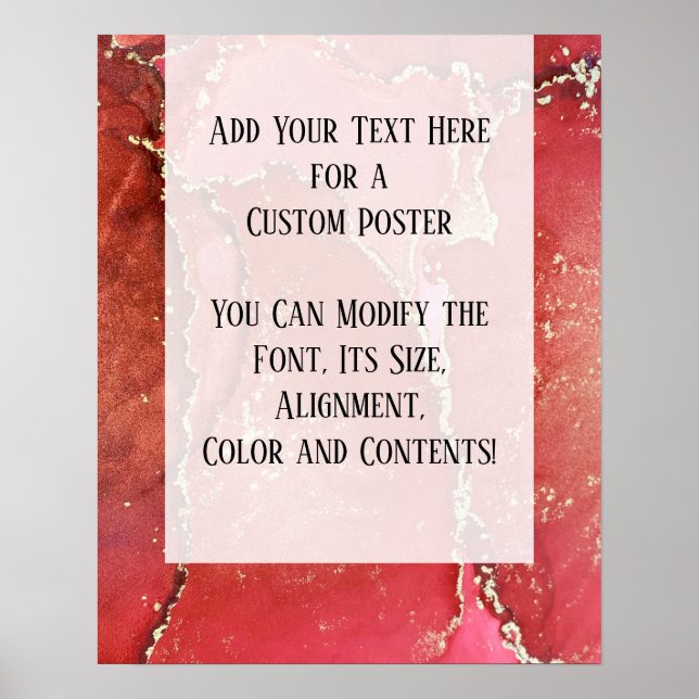 Red & Guld Abstrakt Alcohol Bläck Fluid Art DIY Poster (Framsidan)