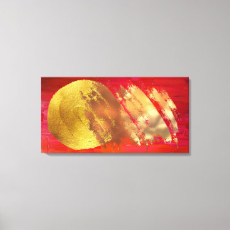 Red Guld Abstrakt Art Stretched Kanvastryck