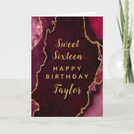 Red Guld Agate Sweet sixteen Grattis på födelsedag Kort
