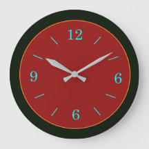 Red/Guld Ansikte med Aqua Numerals Wall Clock
