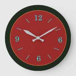 Red/Guld Ansikte med Aqua Numerals Wall Clock Stor Klocka