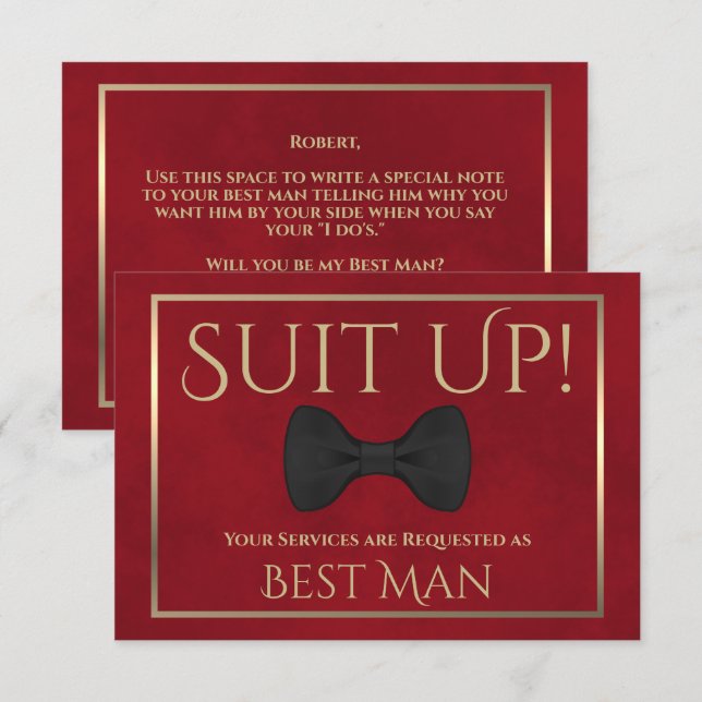 Red & Guld är min bästa Roligt Bow Tie Kort (Fram/baksida)