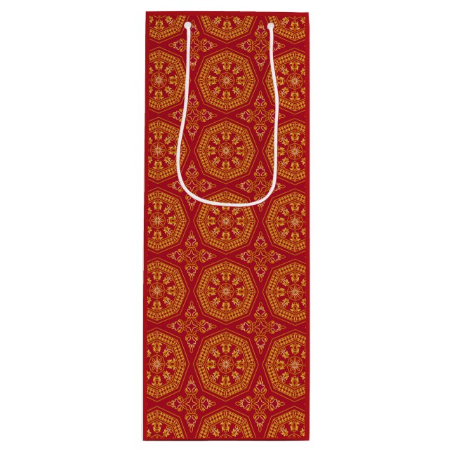 Red & Guld Arabesque Gift Bag (Framsidan)