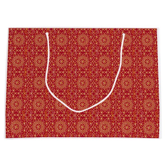 Red & Guld Arabesque Gift Bag (Framsidan)