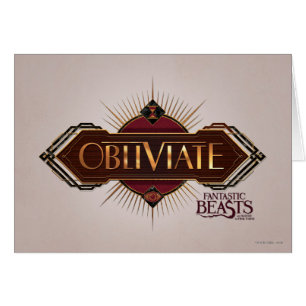 Red & Guld Art Deco Obliviate Spell Graphic Hälsningskort