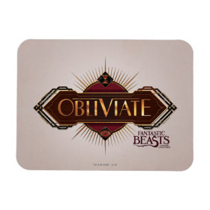 Red & Guld Art Deco Obliviate Spell Graphic Magnet