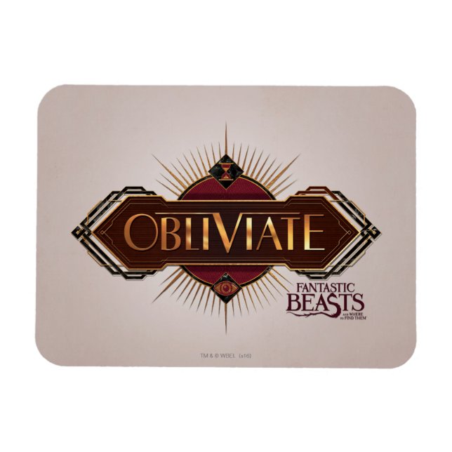 Red & Guld Art Deco Obliviate Spell Graphic Magnet (Horisontell)