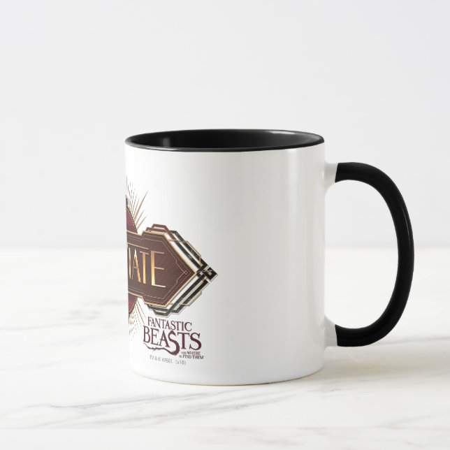 Red & Guld Art Deco Obliviate Spell Graphic Mugg (Höger)