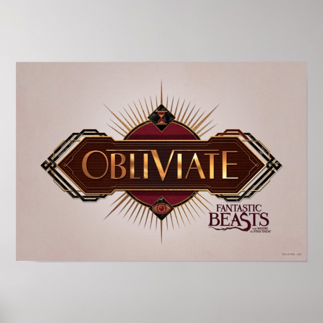 Red & Guld Art Deco Obliviate Spell Graphic Poster (Framsidan)