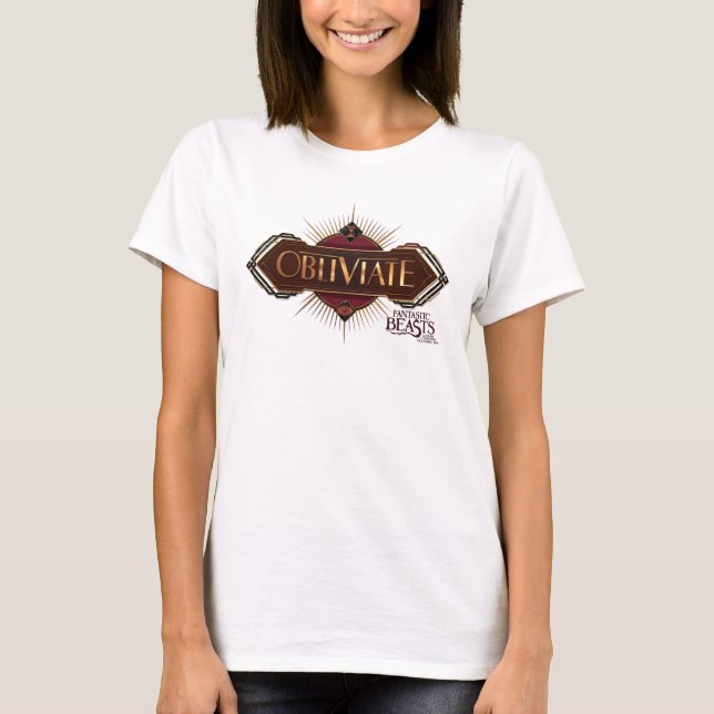 Red & Guld Art Deco Obliviate Spell Graphic T Shirt (Framsida)