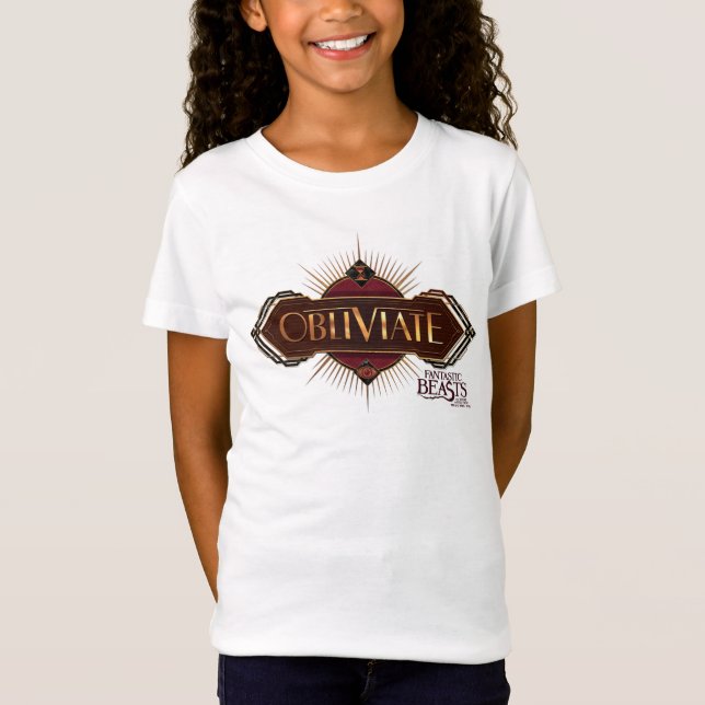 Red & Guld Art Deco Obliviate Spell Graphic Tee (Framsida)