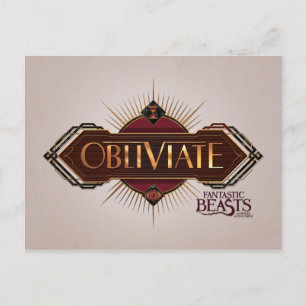 Red & Guld Art Deco Obliviate Spell Graphic Vykort