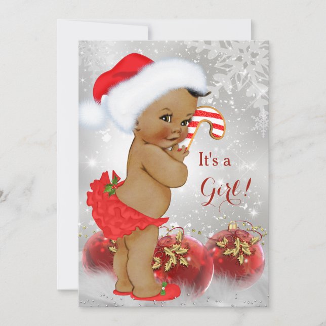 Red Guld Bauble jul Baby Shower Ethnic Inbjudningar (Framsida)