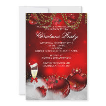 Red Guld Baubles Champagne jul Party