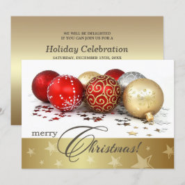 Red Guld Baubles-inbjudan till julfest Inbjudningar