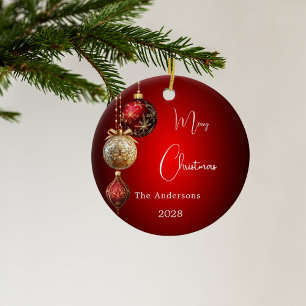 Red guld baubles jul julgransprydnad keramik