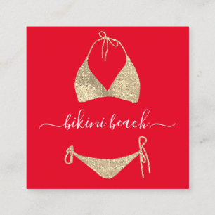 Red Guld Bikini Lingerie Beach Costume Underwear Fyrkantigt Visitkort