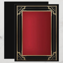 Red Guld Black Art Deco Luxury Brevhuvud