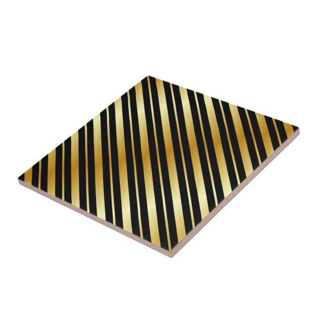 Red Guld Black Diagonal Rand Kakelplatta (Sidan)