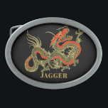 Red Guld Black Fantasy Chinese Dragon<br><div class="desc">En skarp svart kinesisk drake som skisserats i guld dekorerar detta objekt. Röda accenter markerar drakens käke,  huvud och ryggrad. Ditt namn skrivs i fet guld nedan.</div>