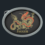 Red Guld Black Fantasy Chinese Dragon<br><div class="desc">En skarp svart kinesisk drake som skisserats i guld dekorerar detta objekt. Röda accenter belyser drakens käke,  huvud och ryggrad. Ditt namn skrivs i fet guld nedan.</div>