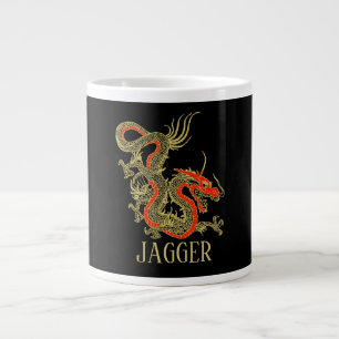Red Guld Black Fantasy Chinese Dragon Jumbo Mugg