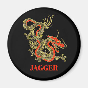 Red Guld Black Fantasy Chinese Dragon Magnet