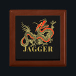 Red Guld Black Fantasy Chinese Dragon Monogram Minnesask<br><div class="desc">En skarp svart kinesisk drake som skisserats i guld dekorerar detta objekt. Röda accenter belyser drakens käke,  huvud och ryggrad. Ditt namn skrivs i fet guld nedan.</div>