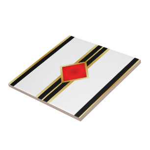 Red Guld Black Rand Kakelplatta