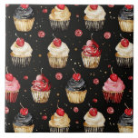 Red Guld Black Rosa Muffins Cherry Kakelplatta<br><div class="desc">Red Guld Black Rosa Muffins Cherry överst</div>