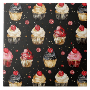 Red Guld Black Rosa Muffins Cherry Kakelplatta