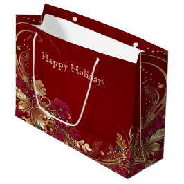 Red Guld Blommigt Helgdag Gift Bag