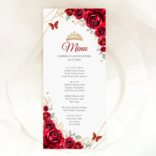 Red Guld Blommigt Quinceanera Meny
