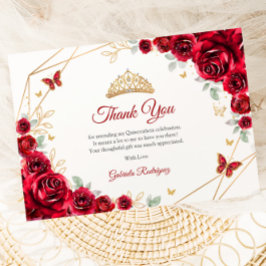 Red Guld Blommigt Quinceanera Tack Kort