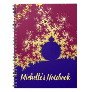 Red Guld Blue Mandelbrot Fractal Theme Anteckningsbok